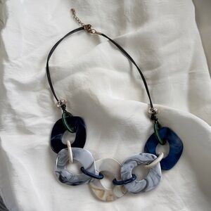 Chunky Blue and White Statement Necklace